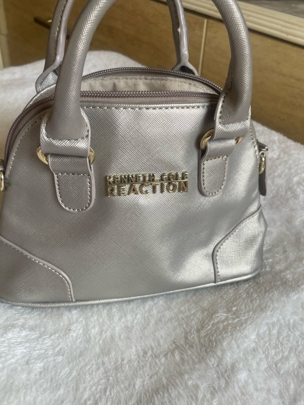 Kenneth Cole Reaction Metallic Silver Mini Dome Satchel